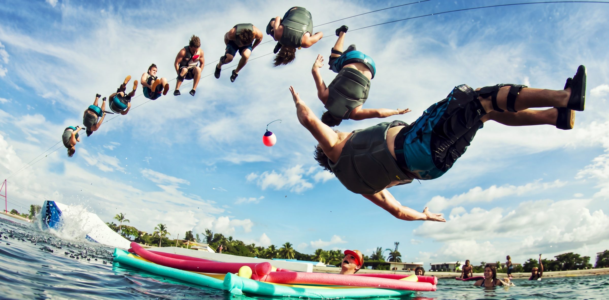 Multi-exposure wakeboard sequence at Nitro City