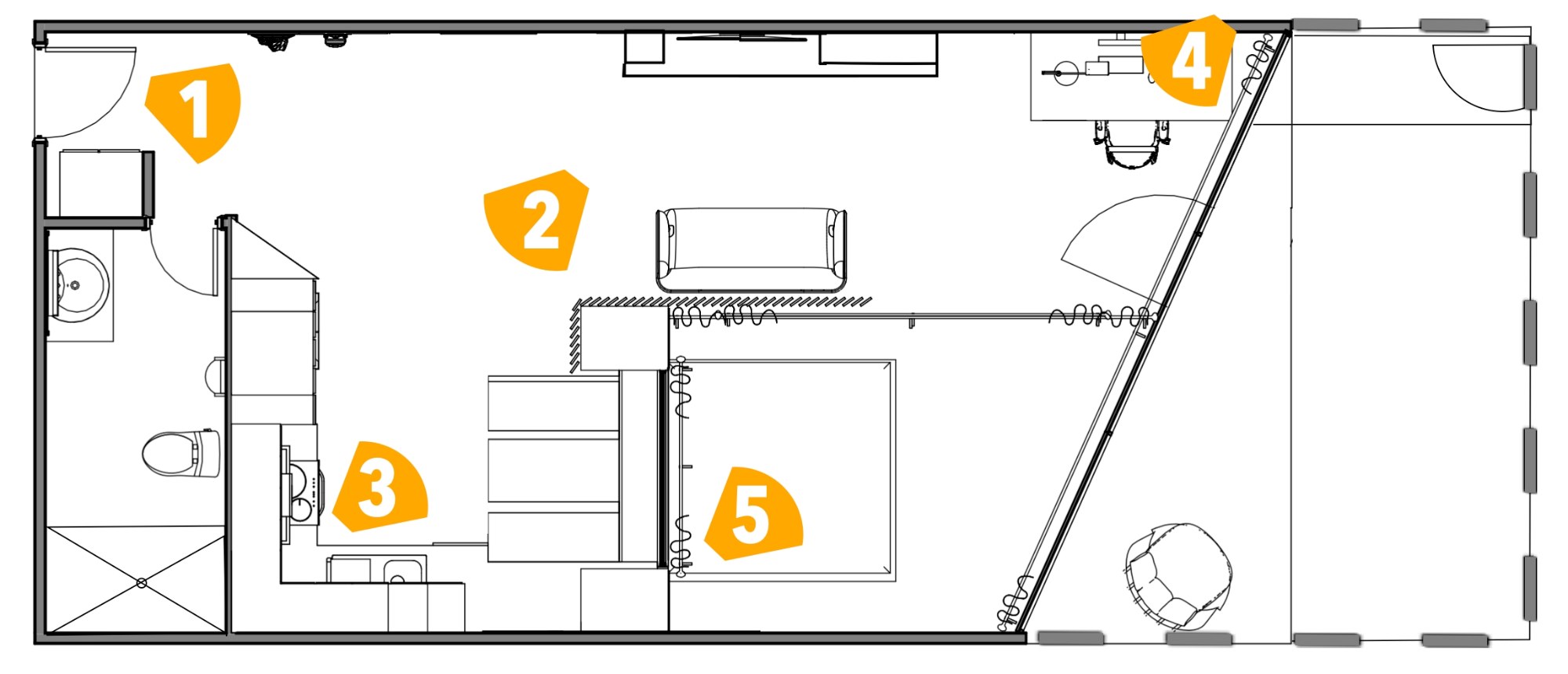 Ground floor plan with numbered views